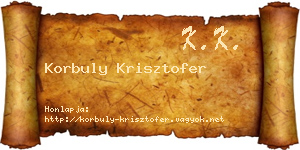 Korbuly Krisztofer névjegykártya